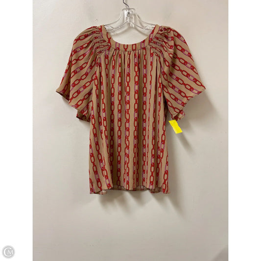 Top Short Sleeve By Ann Taylor In Tan, Size: S