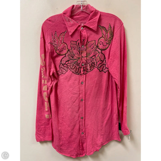 Blouse Long Sleeve By Cma In Pink, Size: M