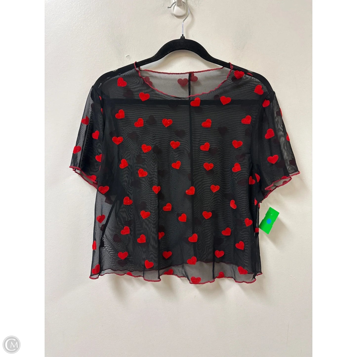 Top Short Sleeve By Shein In Black & Red, Size: 3x