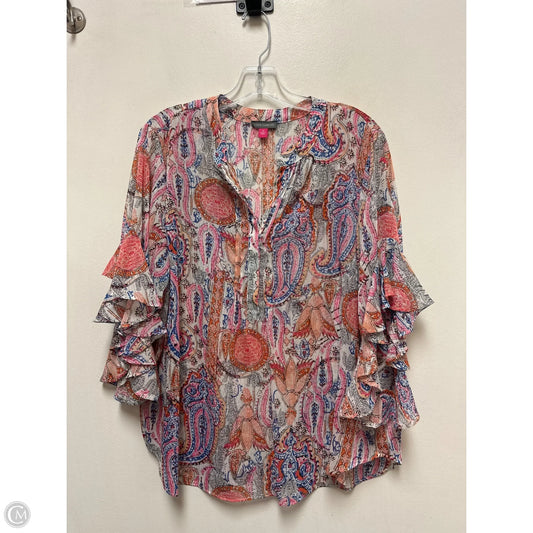 Top Long Sleeve By Vince Camuto In Multi-colored, Size: 1x
