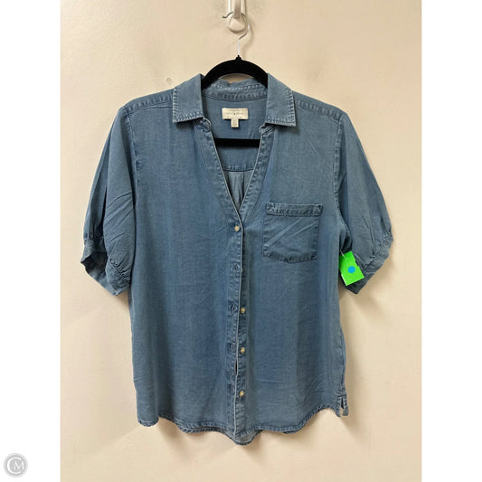 Blouse Short Sleeve By Lucky Brand In Blue, Size: S