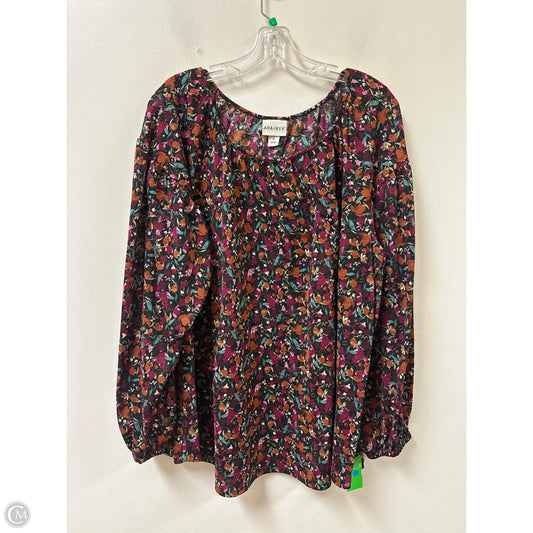 Top Long Sleeve By Ava & Viv In Floral Print, Size: 1x