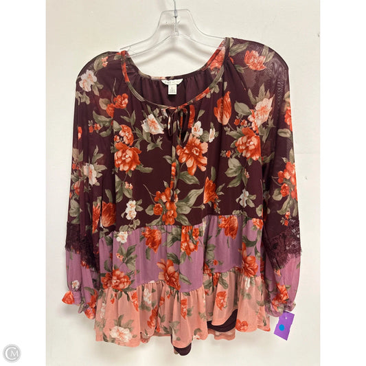 Top Long Sleeve By Cato In Floral Print, Size: L