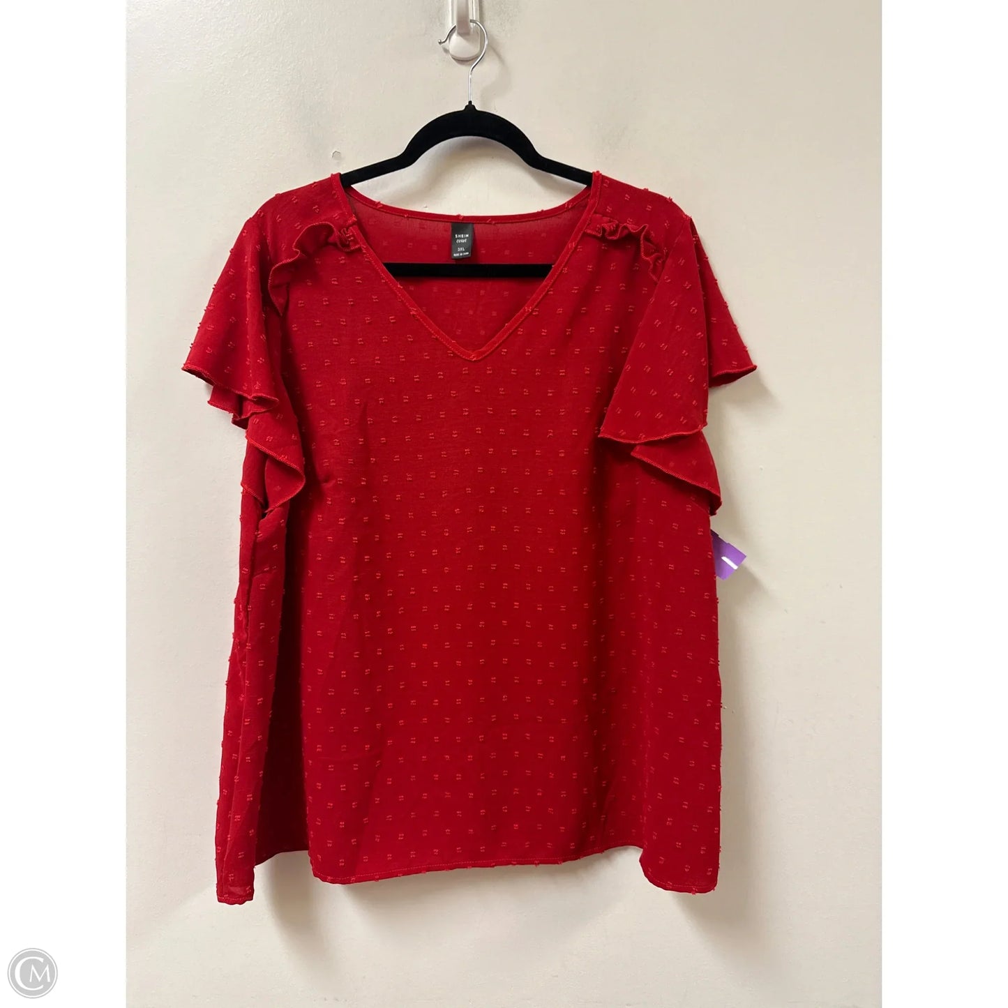 Top Short Sleeve By Shein In Red, Size: 3x