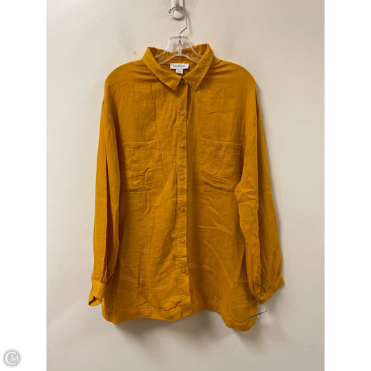 Blouse Long Sleeve By Calligraphie In Yellow, Size: Xl