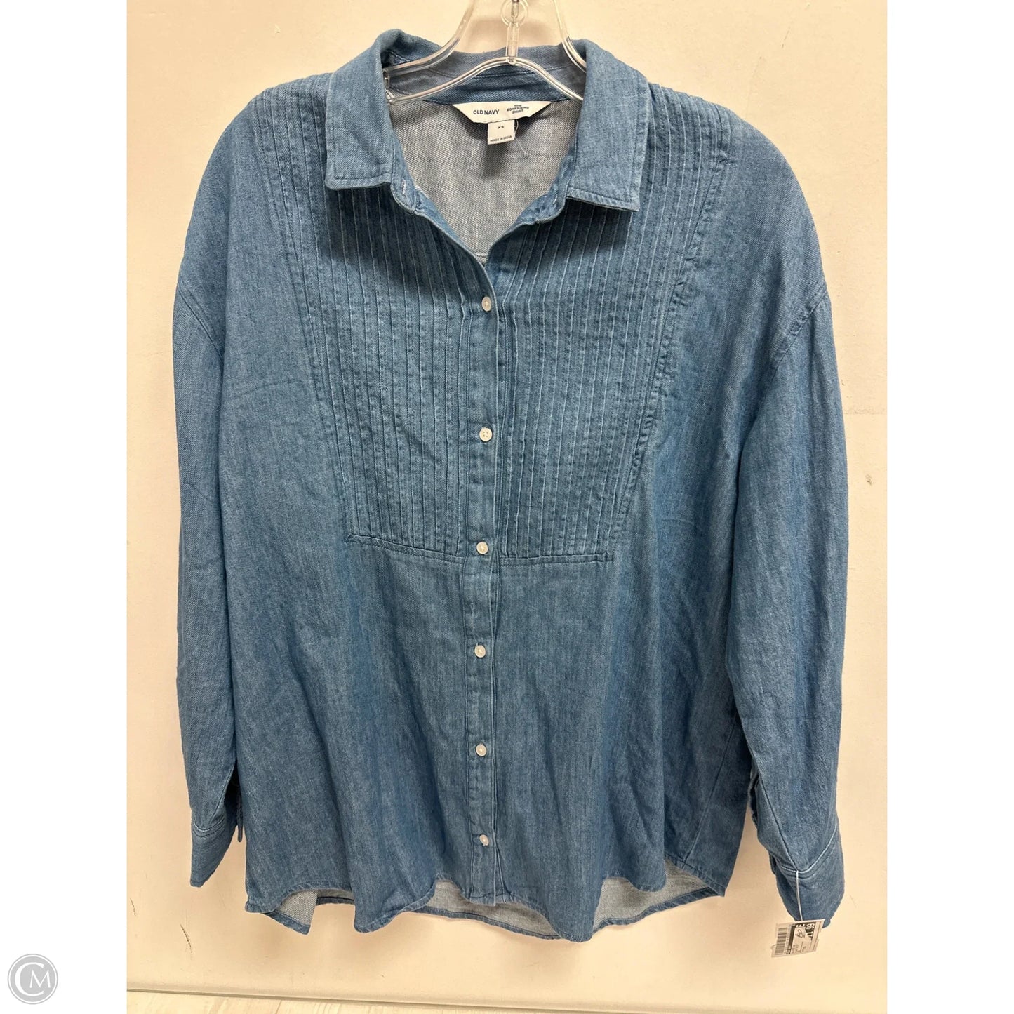 Blouse Long Sleeve By Old Navy In Blue Denim, Size: Xs