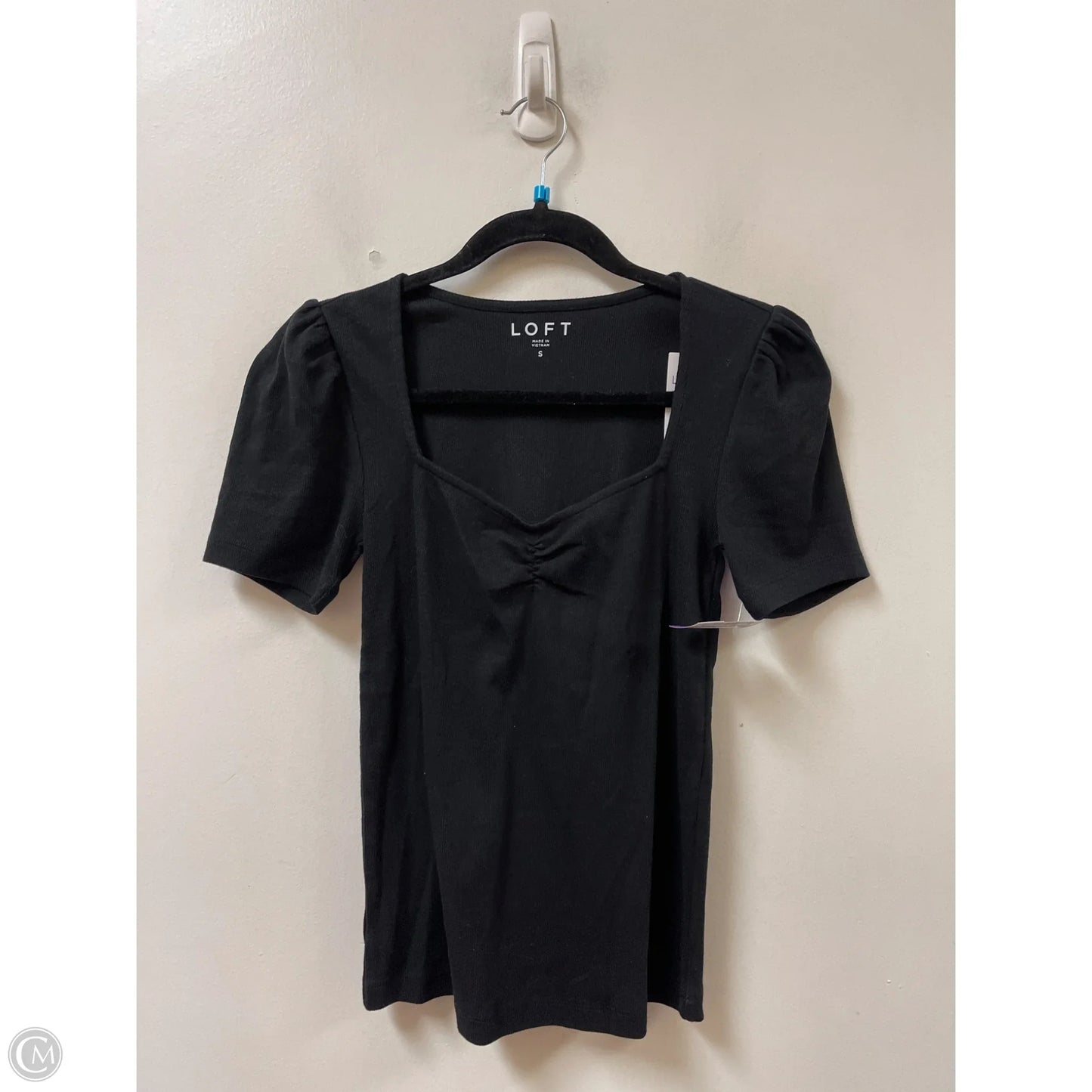 Top Short Sleeve By Loft In Black, Size: S