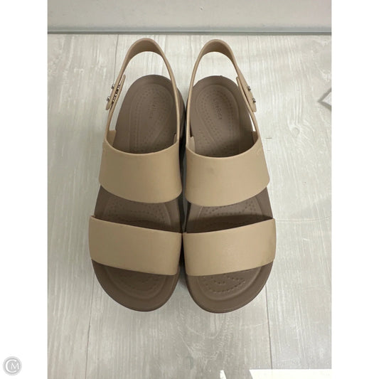 Sandals Heels Wedge By Crocs In Cream, Size: 5