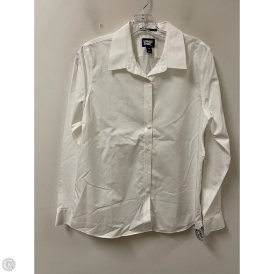 Blouse Long Sleeve By Lands End In White, Size: M