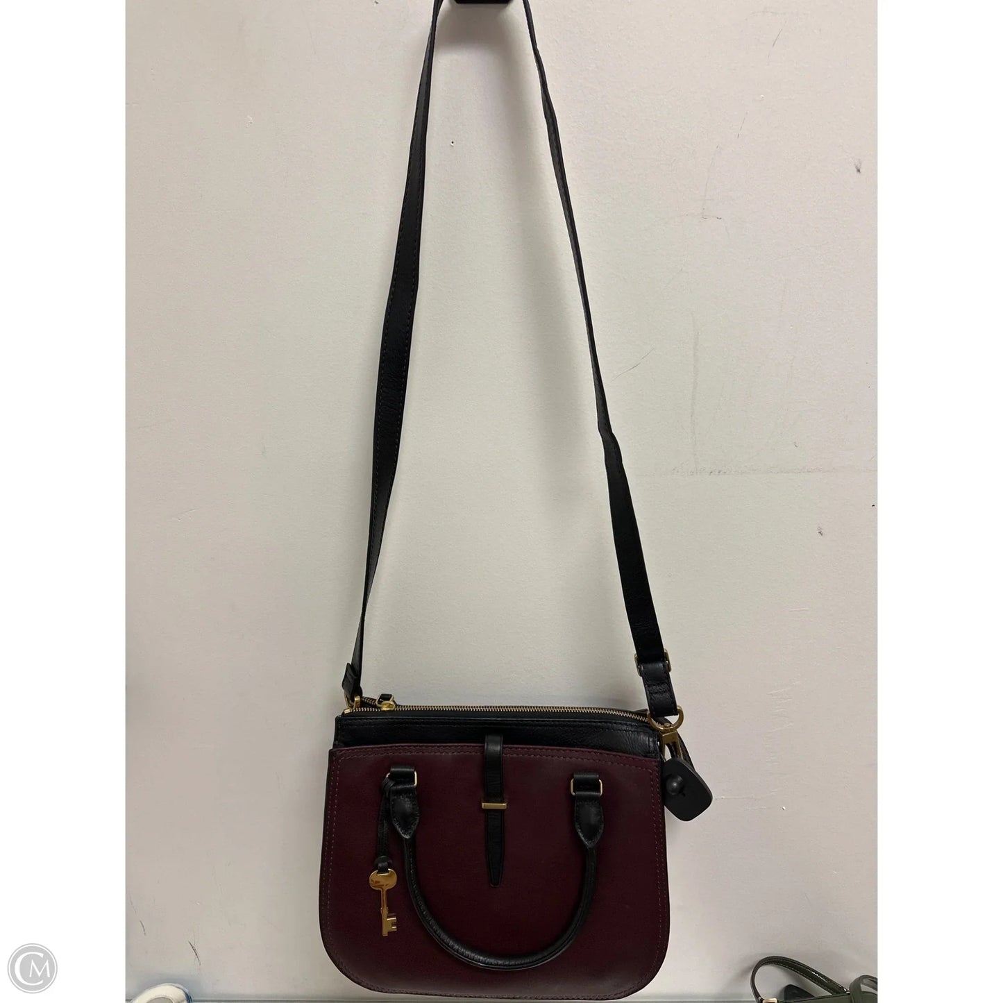 Handbag Leather By Fossil, Size: Large