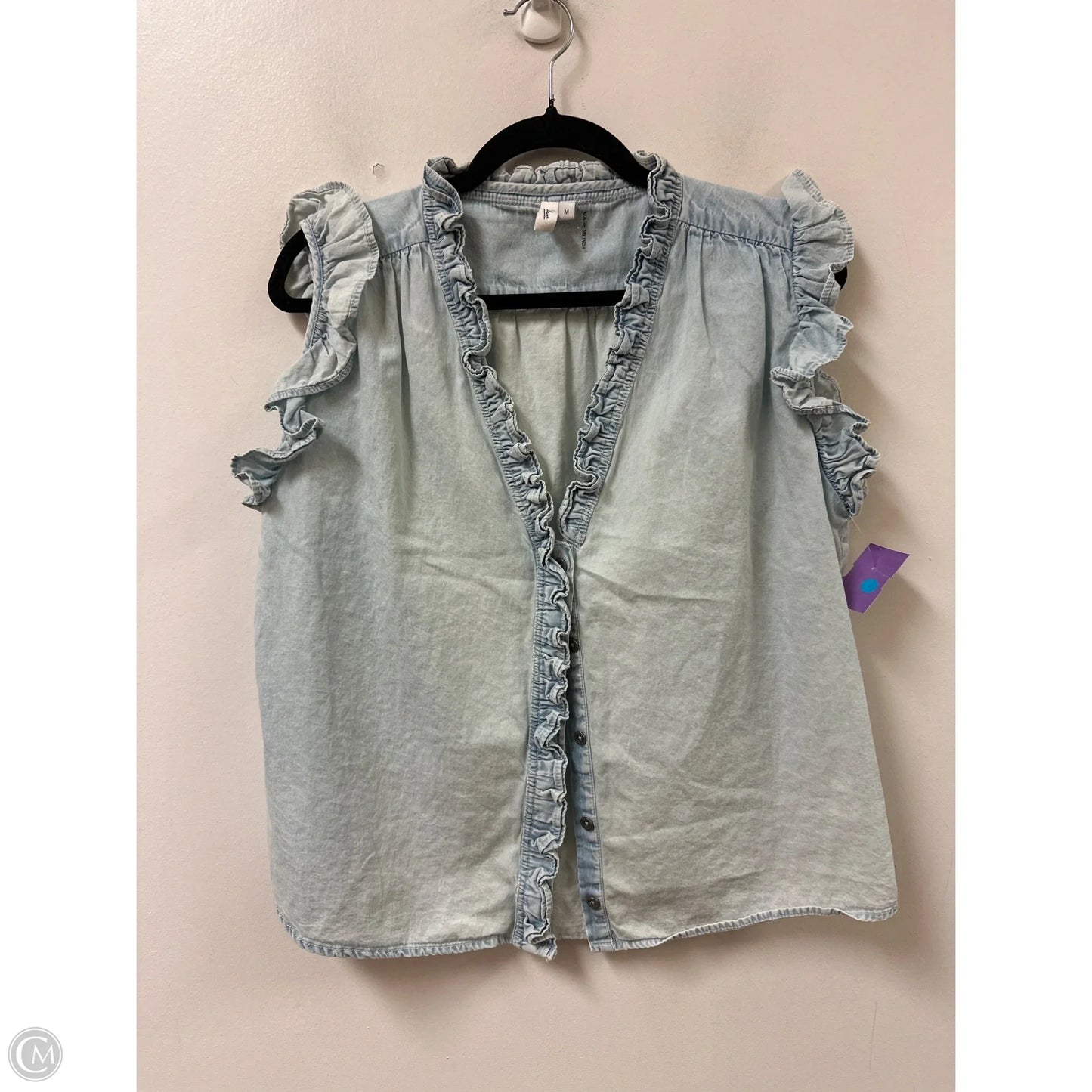 Top Sleeveless By Elan In Blue, Size: M