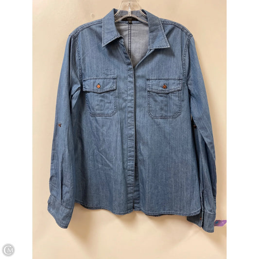 Blouse Long Sleeve By Sanctuary In Blue Denim, Size: L