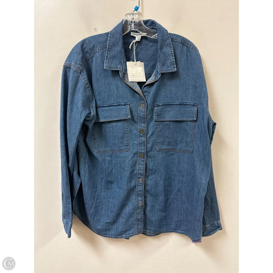 Blouse Long Sleeve By Beachlunchlounge In Blue Denim, Size: L