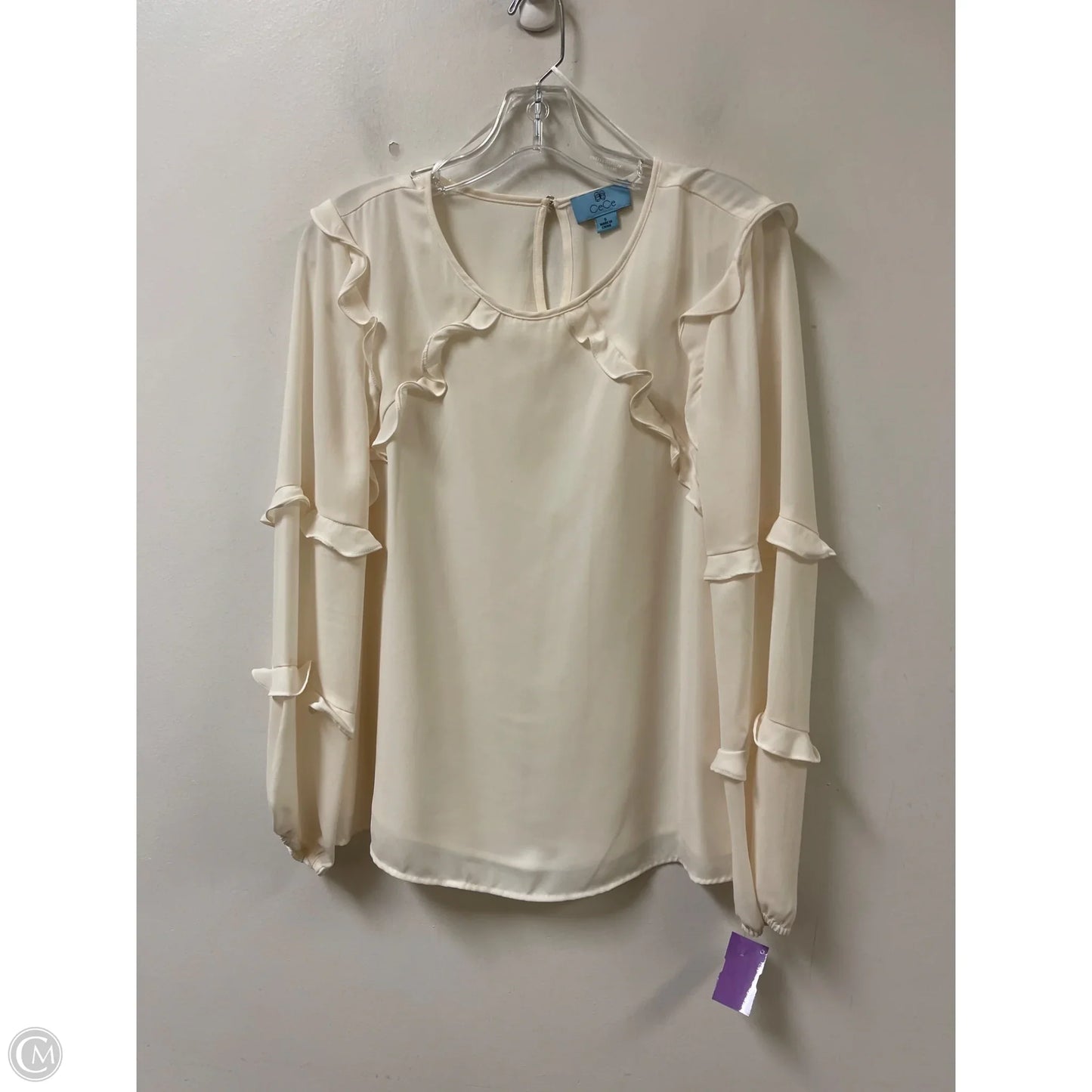 Top Long Sleeve By Cece In Cream, Size: S