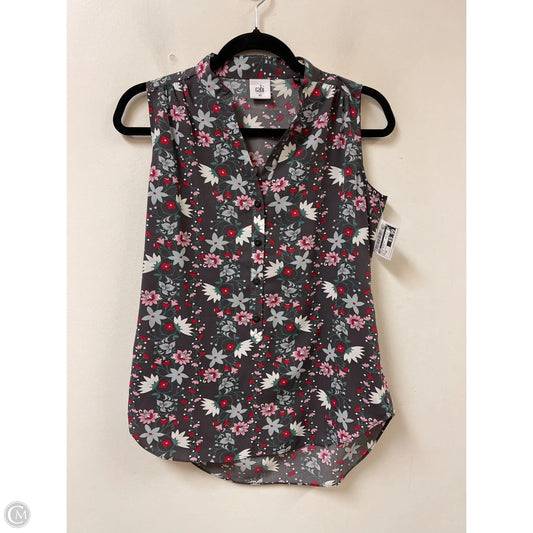 Top Sleeveless By Cabi In Floral Print, Size: Xs
