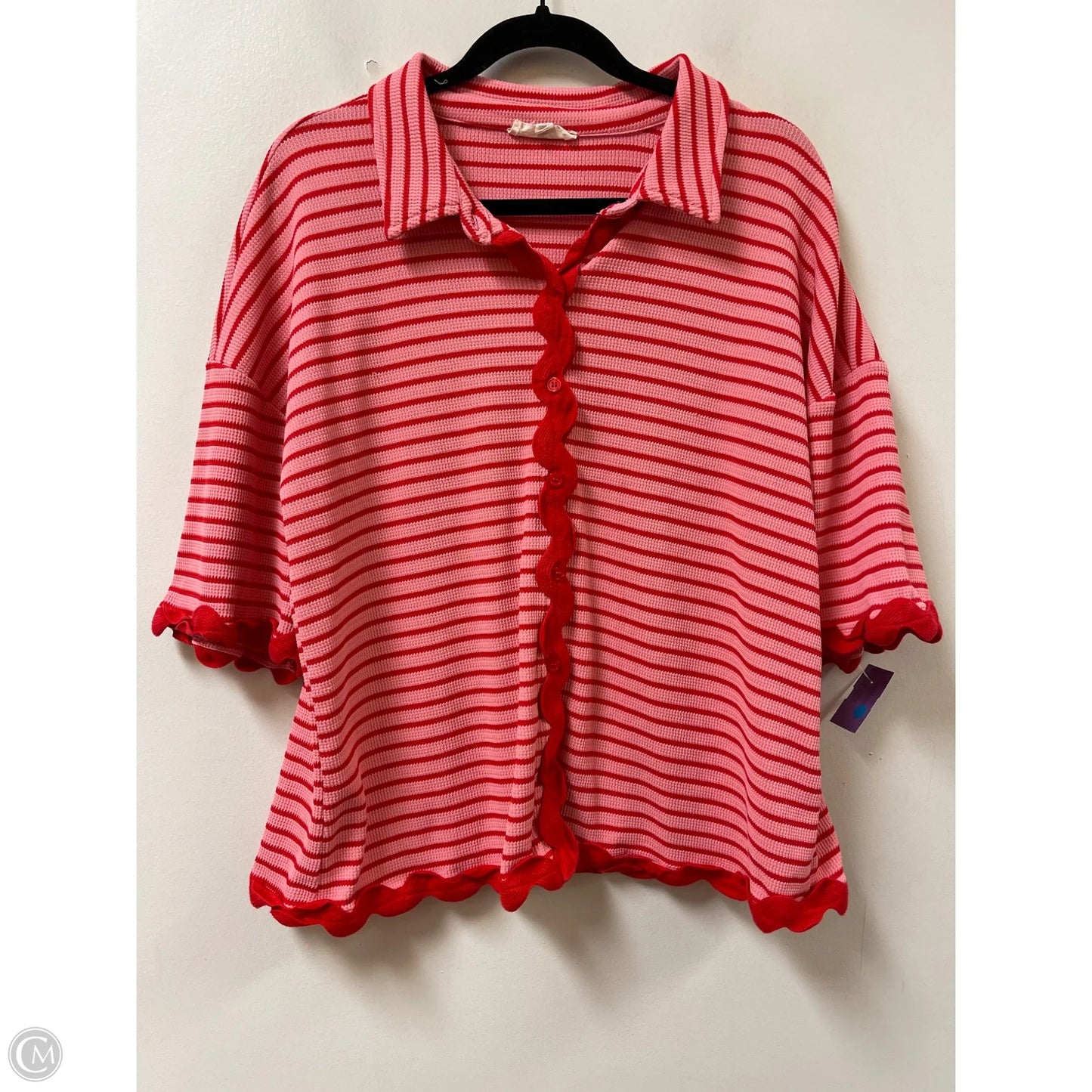 Blouse Short Sleeve By Entro In Pink, Size: M