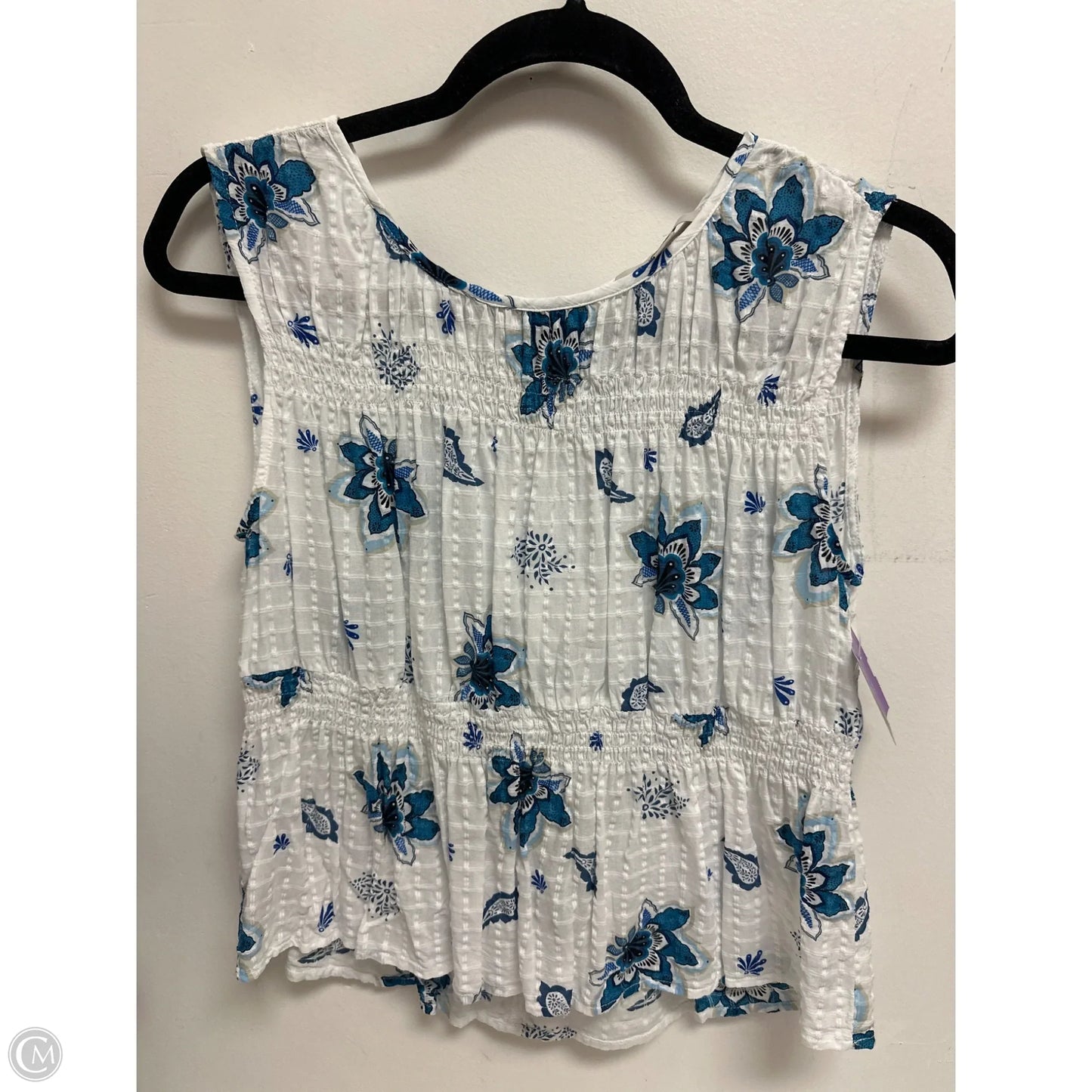 Top Sleeveless By Loft In Blue & White, Size: S