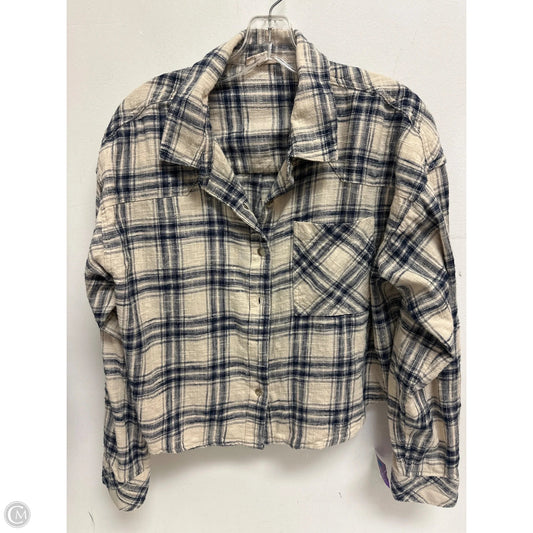 Blouse Long Sleeve By Ana In Blue & Cream, Size: L