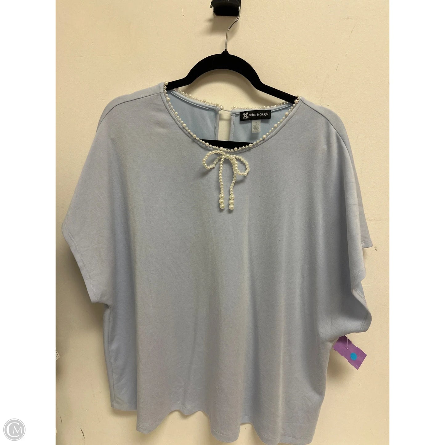 Top Short Sleeve By Cable And Gauge In Blue, Size: 2x