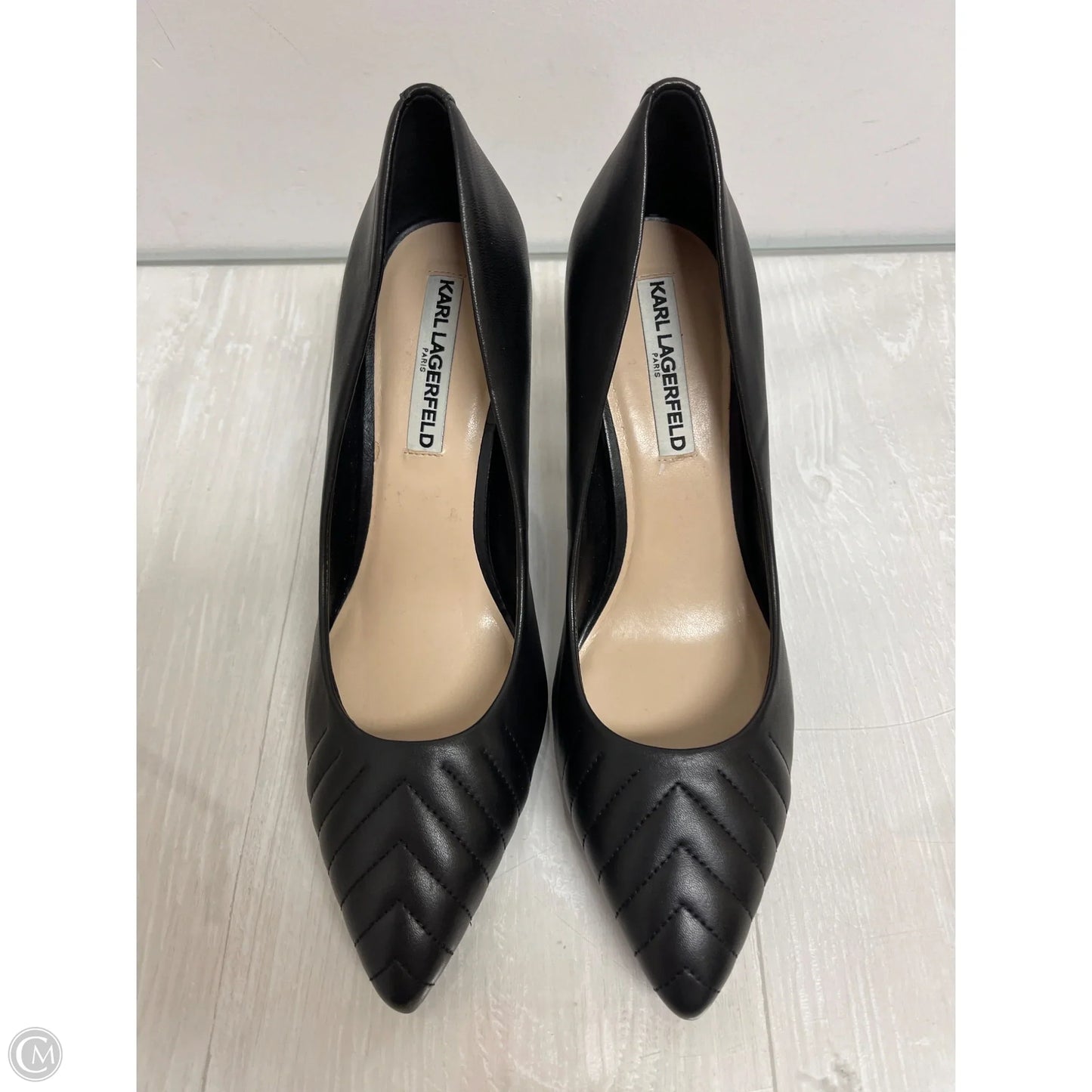 Shoes Designer By Karl Lagerfeld In Black, Size: 9