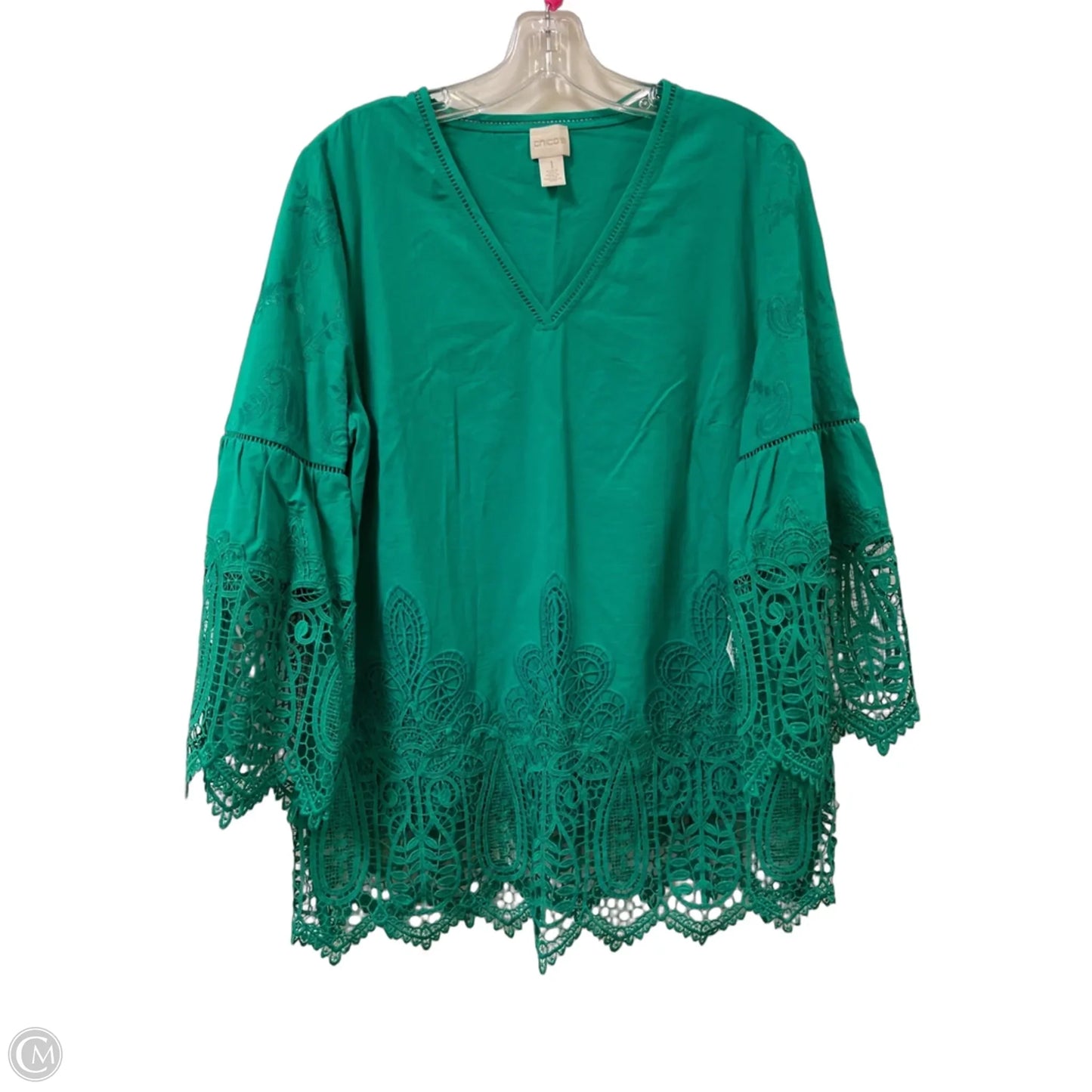 Tunic Long Sleeve By Chicos In Green, Size: M