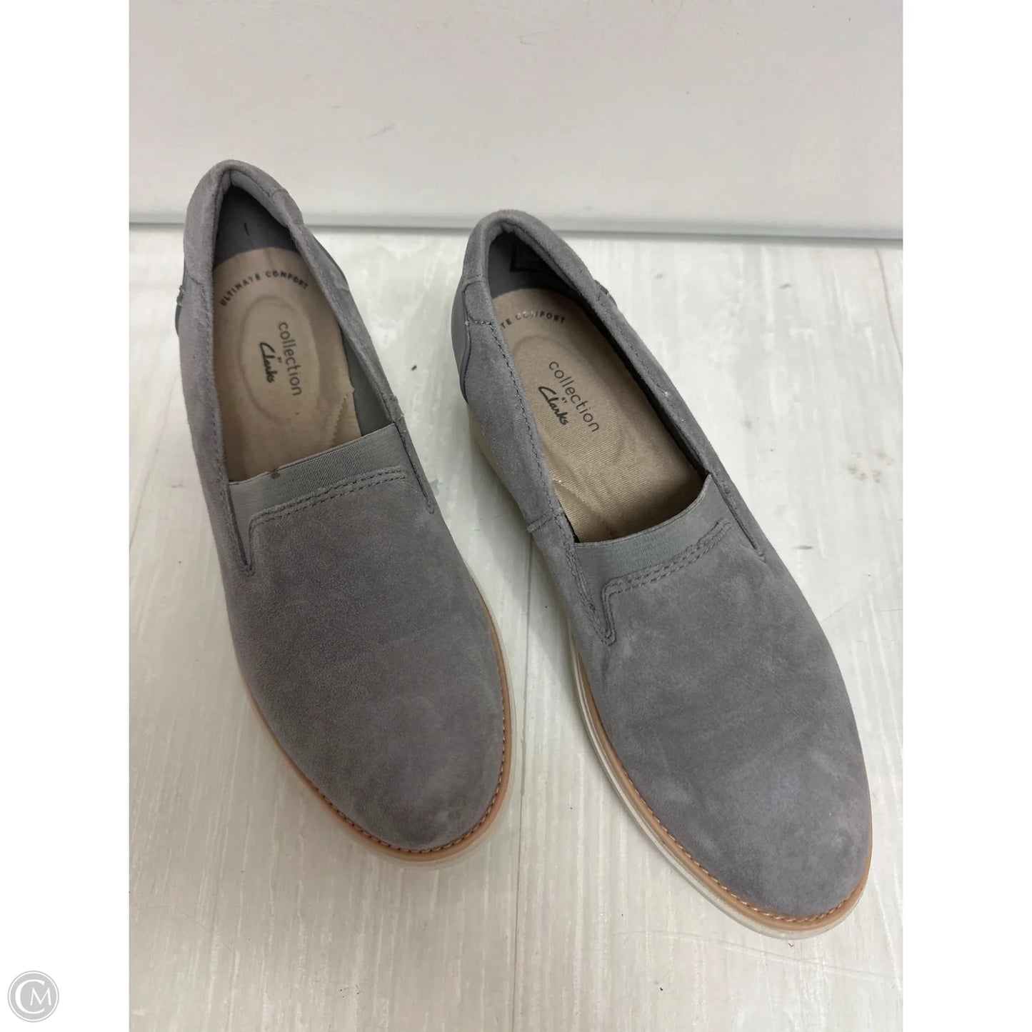 Sandals Heels Wedge By Clarks In Grey, Size: 7