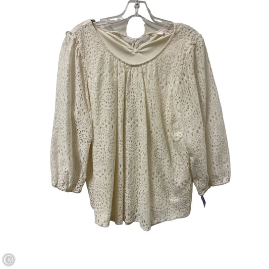 Top Long Sleeve By Lc Lauren Conrad In Cream, Size: 1x