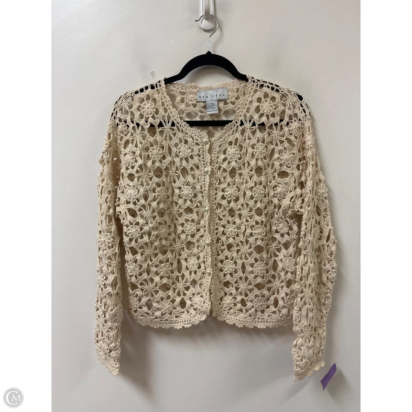 Sweater Cardigan By New York Style In Cream, Size: L