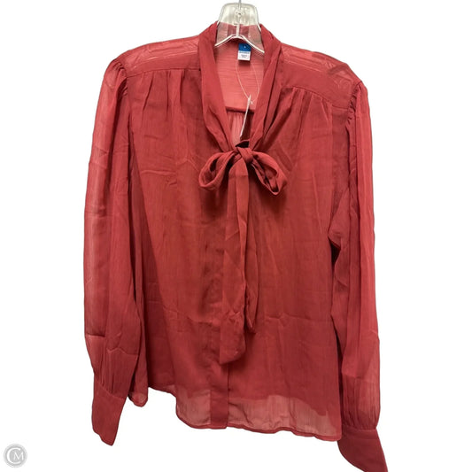 Blouse Long Sleeve By Old Navy In Red, Size: L