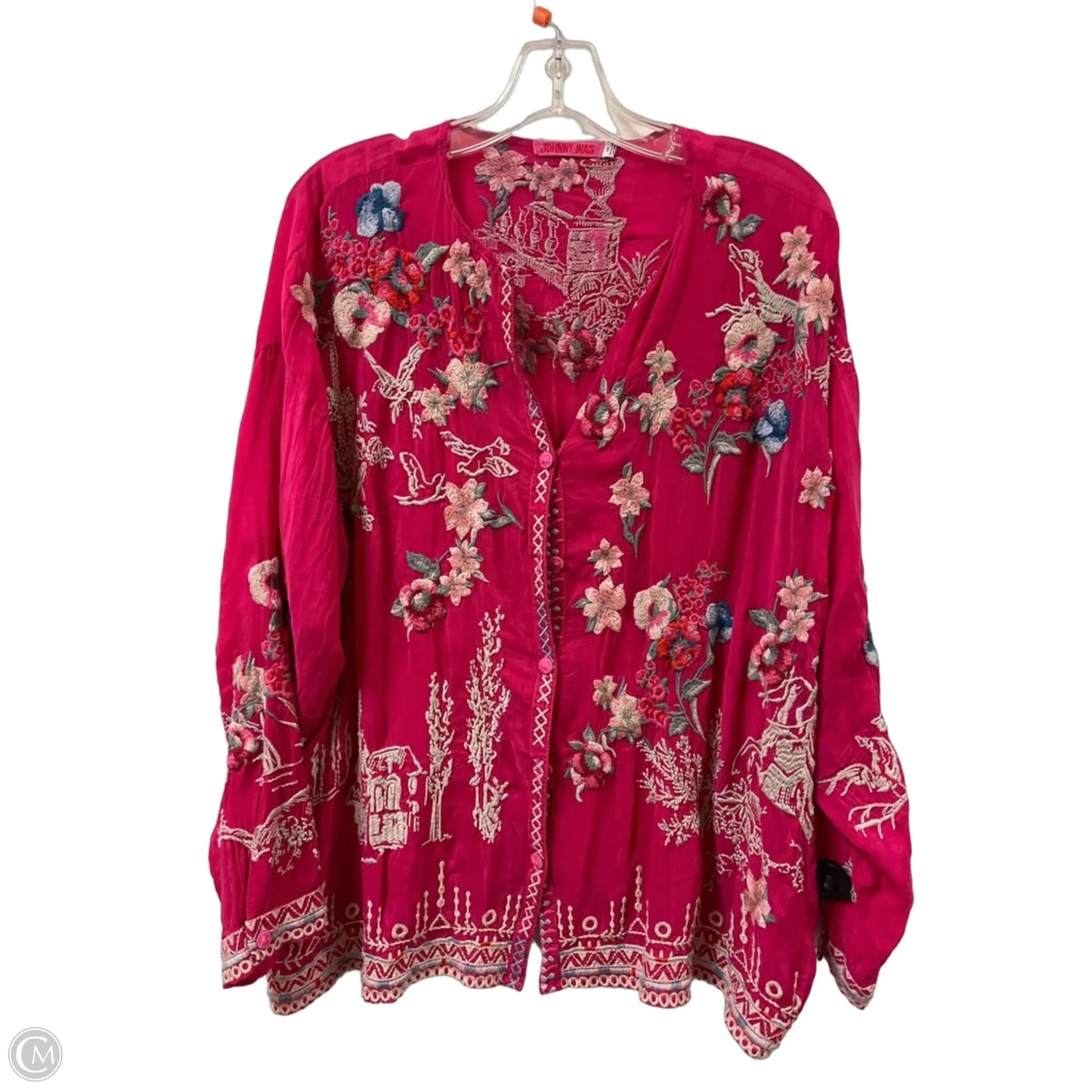 Blouse Designer By Johnny Was In Pink, Size: M