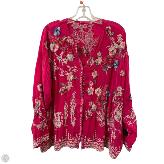 Blouse Designer By Johnny Was In Pink, Size: M