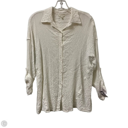 Blouse Long Sleeve By Max Studio In White, Size: L