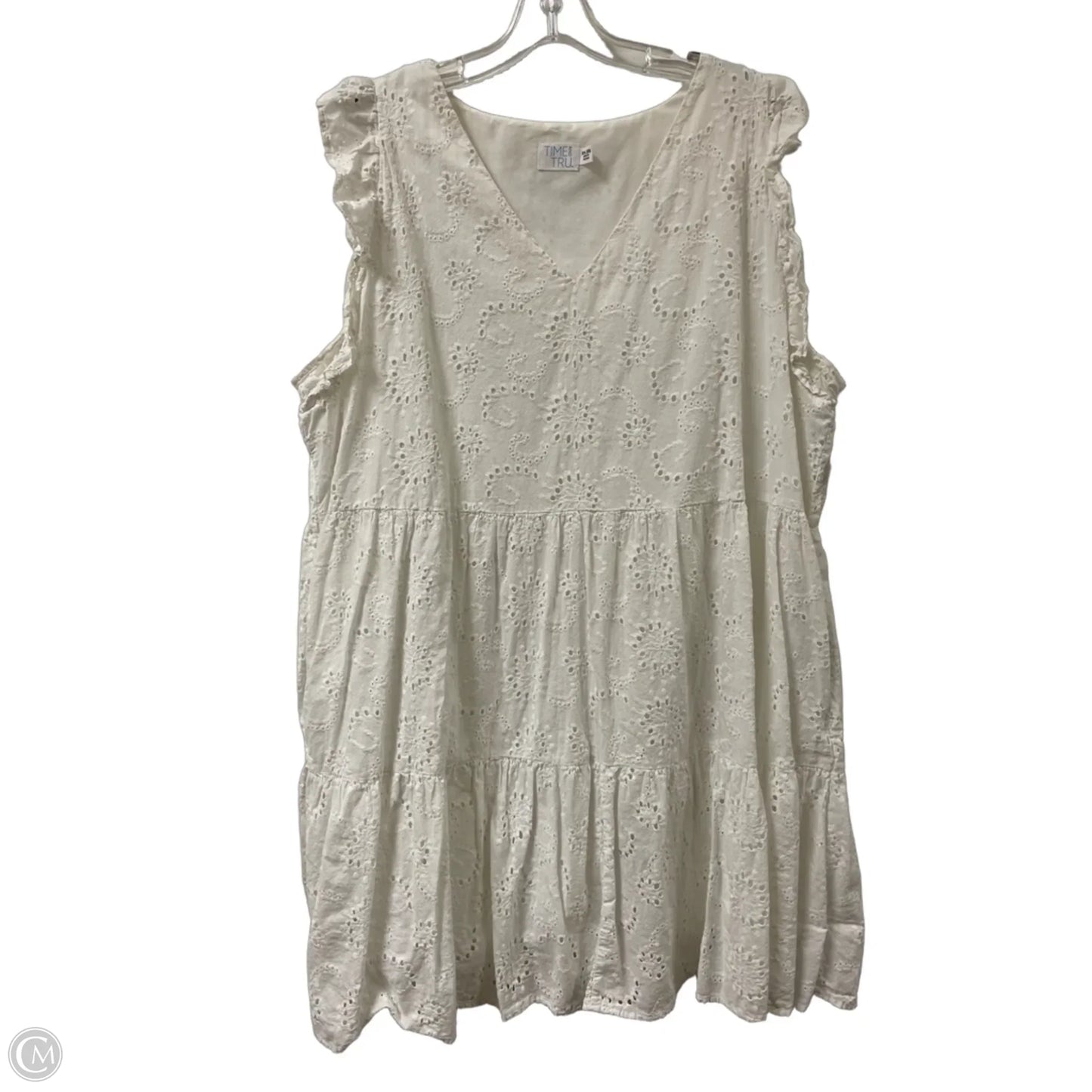 Dress Casual Midi By Time And Tru In White, Size: 1x