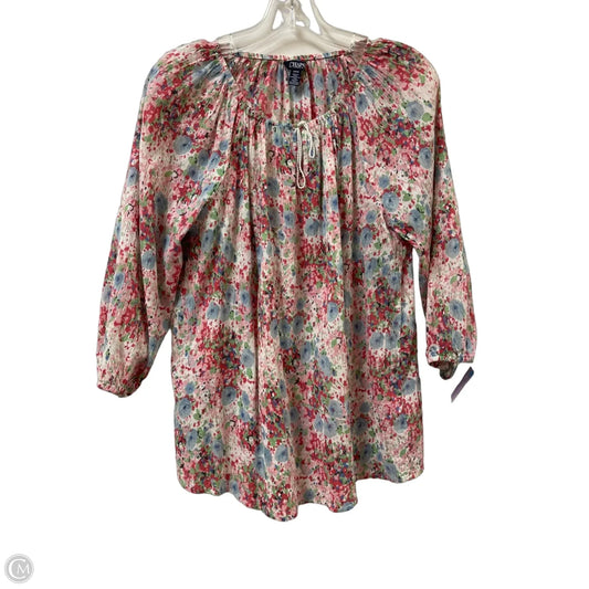 Top Long Sleeve By Chaps In Blue & Pink, Size: S