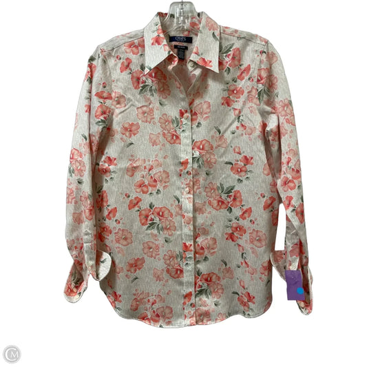 Blouse Long Sleeve By Chaps In Floral Print, Size: Sp