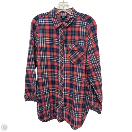 Blouse Long Sleeve By J. Jill In Blue & Red, Size: M