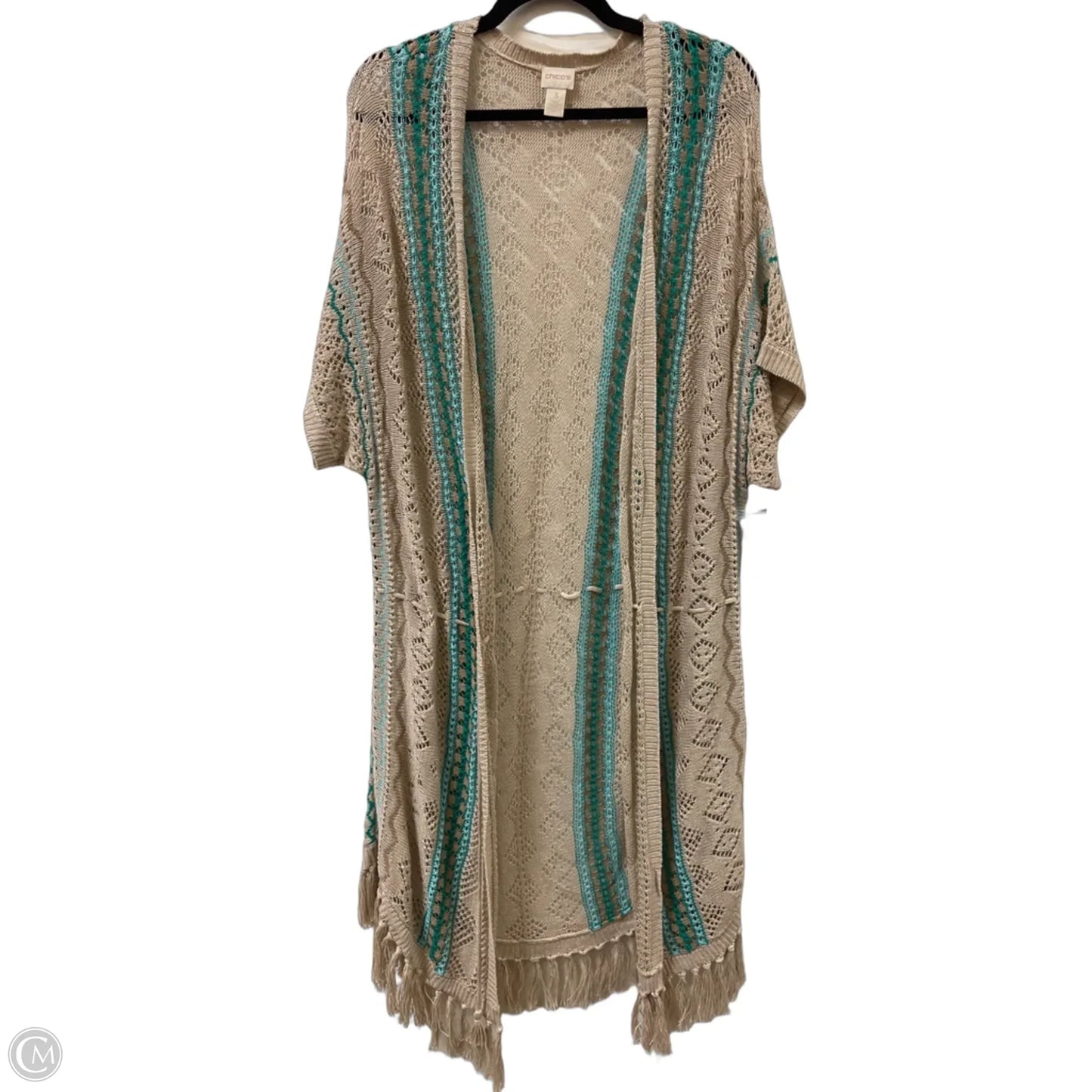 Sweater Cardigan By Chicos In Floral Print, Size: Xl