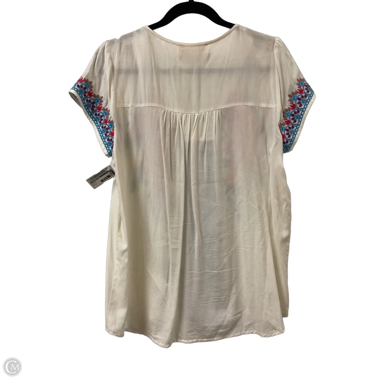 Top Short Sleeve By Savanna Jane In White, Size: S