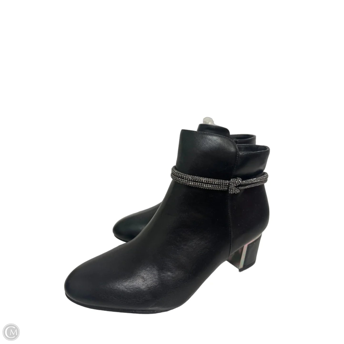 Boots Ankle Heels By Forever In Black, Size: 10