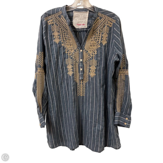 Tunic Designer By Johnny Was In Blue, Size: M