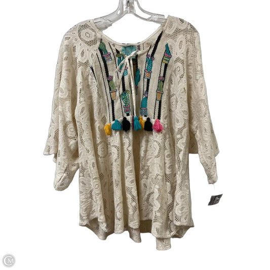 Top Long Sleeve By Judith March In Cream, Size: L