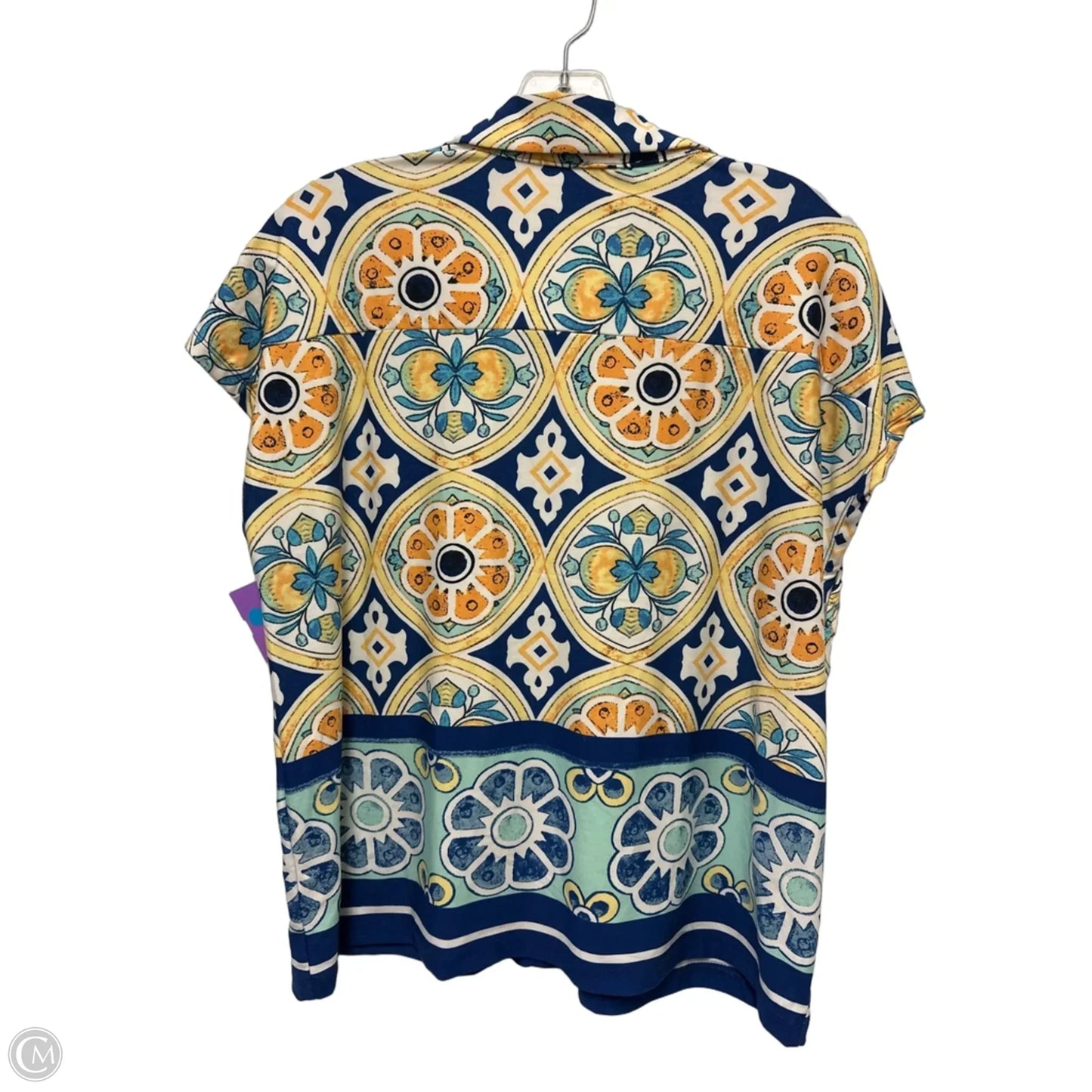 Blouse Short Sleeve By Clothes Mentor In Blue & Yellow, Size: Xl
