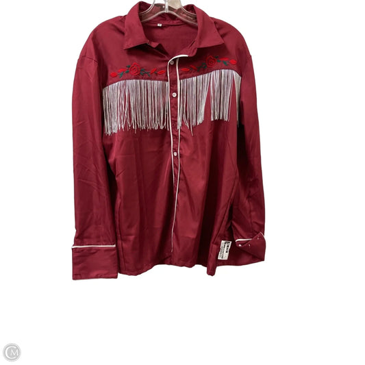 Blouse Long Sleeve By Clothes Mentor In Red, Size: M