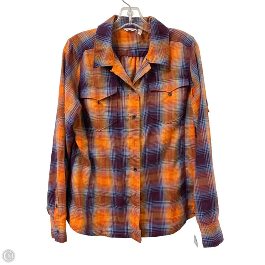 Blouse Long Sleeve By Woolrich In Orange, Size: L