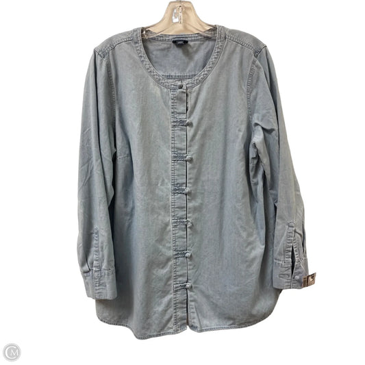 Top Long Sleeve By Pure Jill In Blue Denim, Size: L