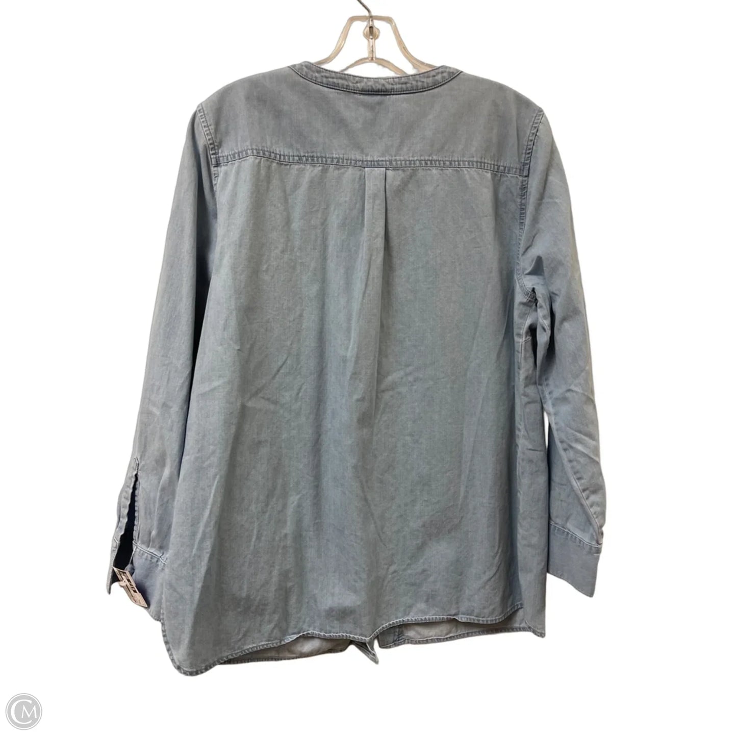 Top Long Sleeve By Pure Jill In Blue Denim, Size: L