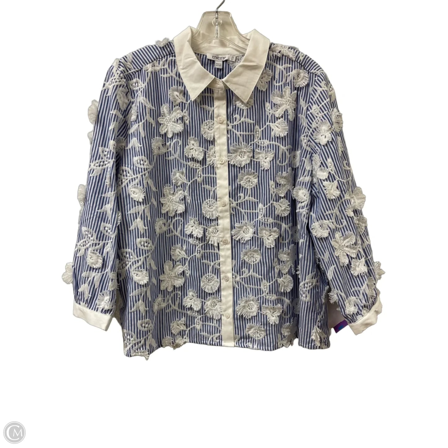 Blouse Long Sleeve By Chicos In Blue, Size: Xl