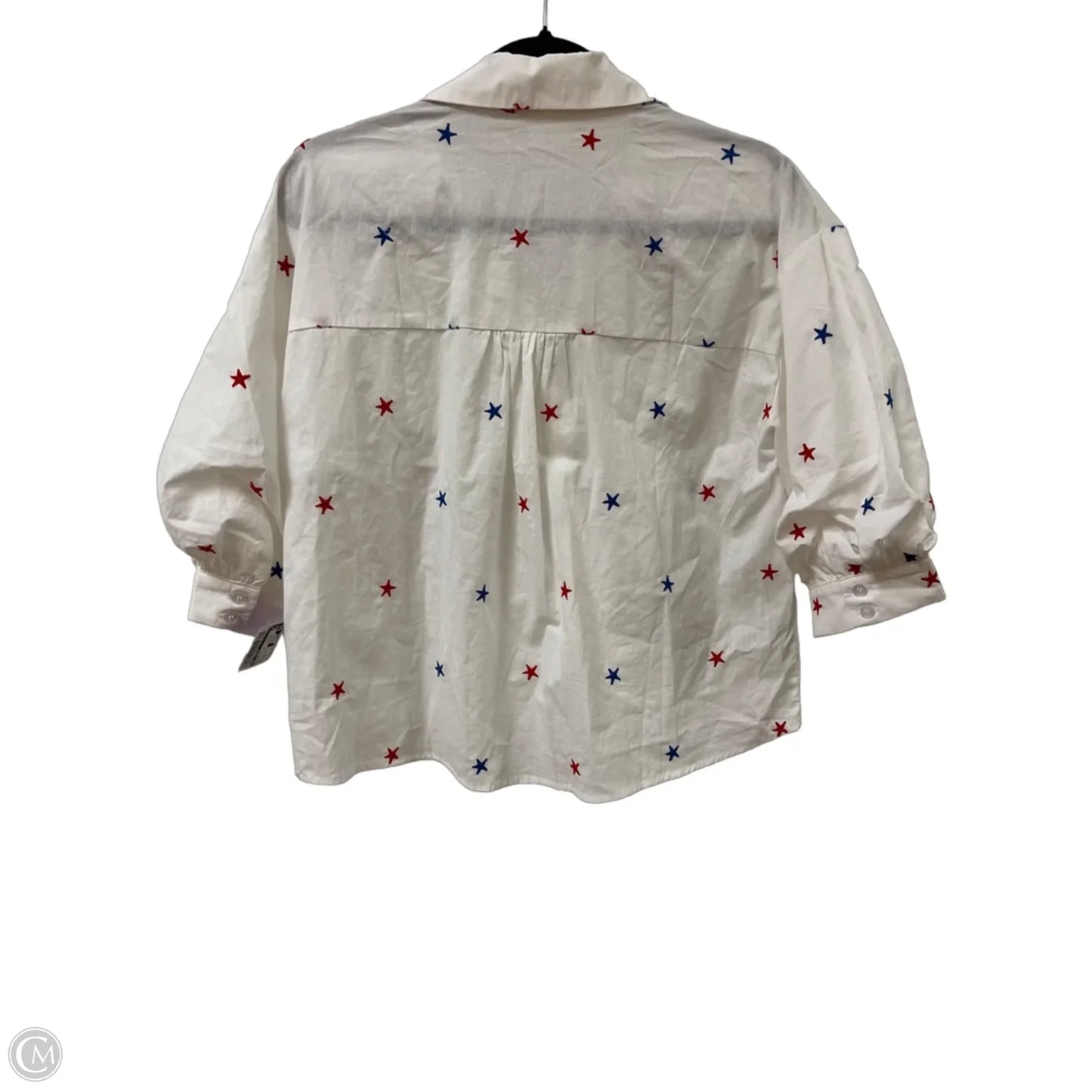 Blouse Short Sleeve By Day + Moon In White, Size: S