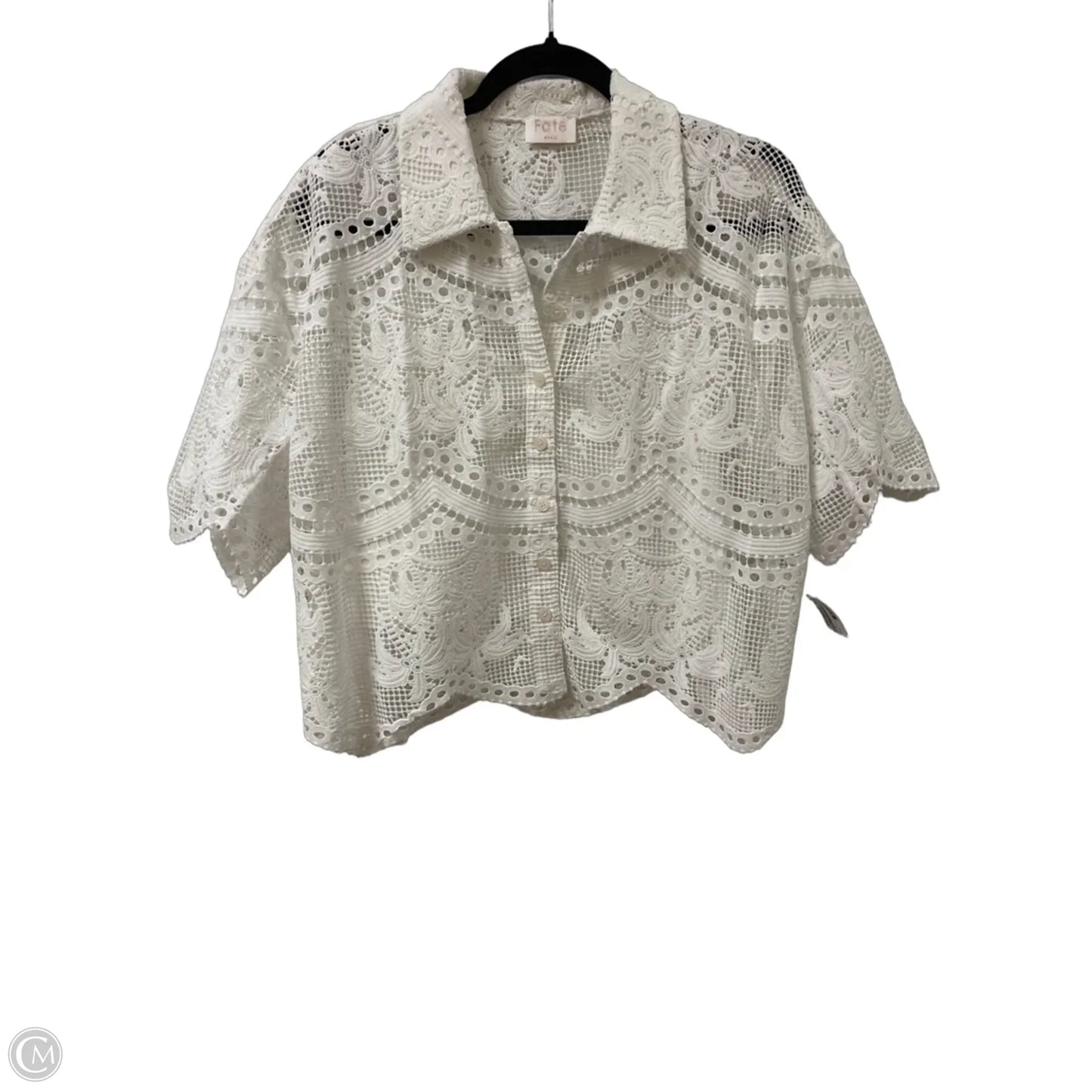 Blouse Short Sleeve By Fate In White, Size: S