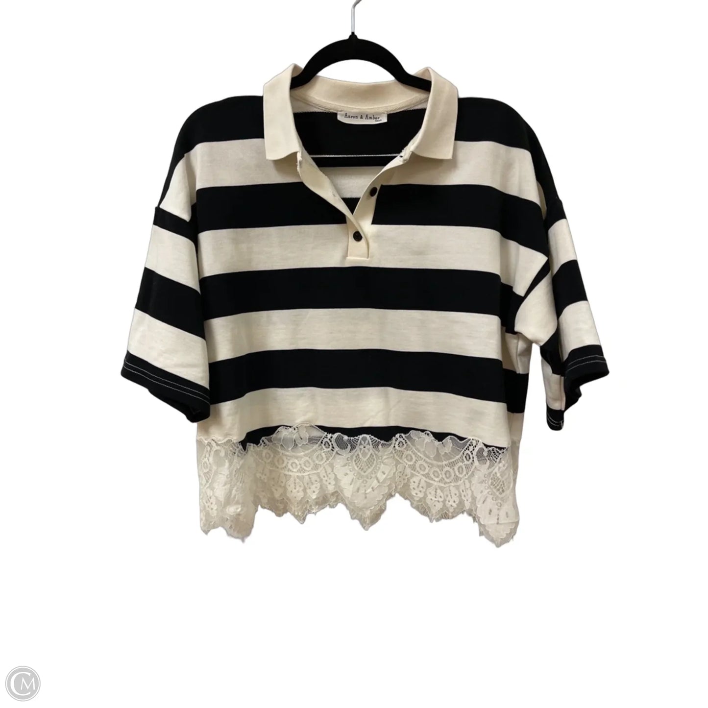 Top Short Sleeve By Cmc In Black & Cream, Size: S